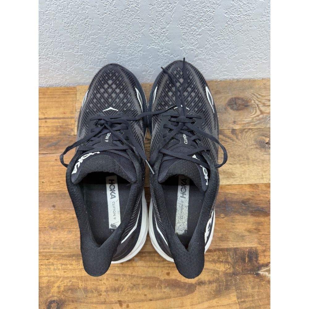 Hoka Clifton 9 Mens Running Shoes Black White 1127895-BWHT Size 12D - Picture 5 of 8